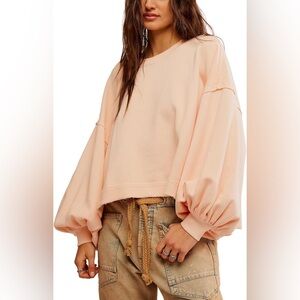 FREE PEOPLE Trish Sweatshirt Summer Peach